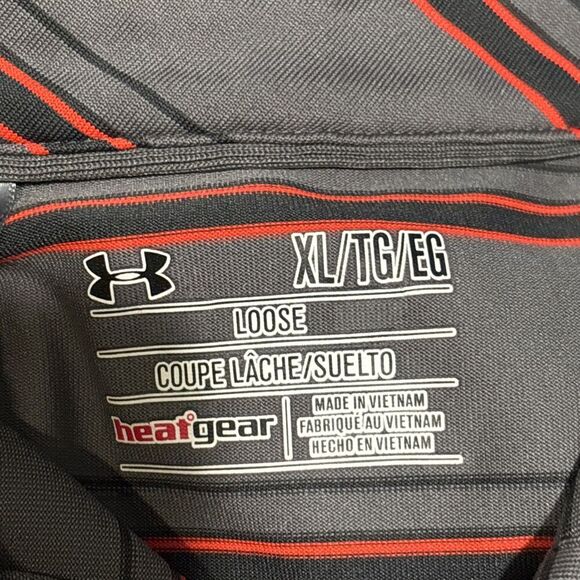 Under Armour Men's Golf Striped Polo Shirt Heatgear Loose Fit Coldblack XL - Picture 14 of 14